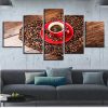 Heart Shape Coffee Beans - Nature 5 Panel Canvas Art Wall Decor