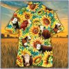 Hereford Sunflower Watercolor Hawaiian Shirt