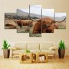 Highland Bull 02 - Animal 5 Panel Canvas Art Wall Decor