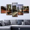 Highway Buildings Night - Nature 5 Panel Canvas Art Wall Decor