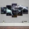 Horse Red And Blue Eye Night - Animal 5 Panel Canvas Art Wall Decor