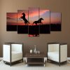 Horse Seascape - Animal 5 Panel Canvas Art Wall Decor