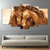 Horse Snuggle - Animal 5 Panel Canvas Art Wall Decor