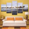Horses Running By The Sea - Animal 5 Panel Canvas Art Wall Decor