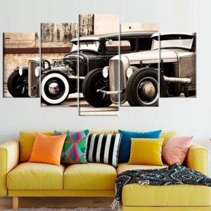 Hot Rod Large Vintage Cars - Automative 5 Panel Canvas Art Wall Decor