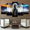 Ice & Fire Angel Fantasy - Abstract 5 Panel Canvas Art Wall Decor
