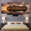 Island Reflection - Nature 5 Panel Canvas Art Wall Decor
