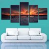 Lake And Mountain Sunset Dusk - Nature 5 Panel Canvas Art Wall Decor