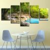 Lake Landscape Waterfall - Nature 5 Panel Canvas Art Wall Decor