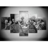 Last supper Jesus Black and White - Religion 5 Panel Canvas Art Wall Decor