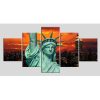 Liberty Statue - Abstract 5 Panel Canvas Art Wall Decor