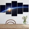 Light Horizon Earth - Space 5 Panel Canvas Art Wall Decor