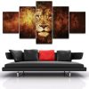 Lion 6 - Animal 5 Panel Canvas Art Wall Decor