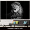 Lion In Darkness - Animal 5 Panel Canvas Art Wall Decor