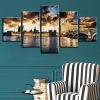 London City Beautiful Building And Bridge Sunshine - Nature 5 Panel Canvas Art Wall Decor