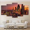 London City View Large 2 - Nature 5 Panel Canvas Art Wall Decor