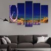 London Eye County Hall Westminster Bridge - Nature 5 Panel Canvas Art Wall Decor