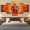 Lord Ganesha Ganapati - Abstract Religion 5 Panel Canvas Art Wall Decor