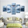 Love Swan - Animal 5 Panel Canvas Art Wall Decor