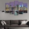 Lower Manhattan Skyline 01 - Nature 5 Panel Canvas Art Wall Decor