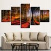 Maple Forest In Autumn - Nature 5 Panel Canvas Art Wall Decor
