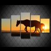 Mare And Foal Sunrise - Animal 5 Panel Canvas Art Wall Decor