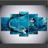 Mermaid Male Female Blue Sea - Movie 5 Panel Canvas Art Wall Decor