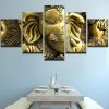 Metallic Ganesha Hindu - Religion 5 Panel Canvas Art Wall Decor