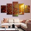 Moon Fireflies Tree - Nature 5 Panel Canvas Art Wall Decor