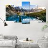 Moraine Lake 2 - Nature 5 Panel Canvas Art Wall Decor