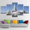 Mormon Temple During Winter - Nature 5 Panel Canvas Art Wall Decor