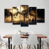 Morning Horse Ride - Animal 5 Panel Canvas Art Wall Decor