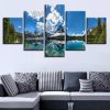 Mountain Lake Blue Sky White Cloud - Nature 5 Panel Canvas Art Wall Decor