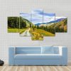 Mountain Road Landscape With Clouds - Nature 5 Panel Canvas Art Wall Decor