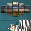 Mountain Tree Grass - Nature 5 Panel Canvas Art Wall Decor