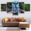 Mountain Waterfall 04 - Nature 5 Panel Canvas Art Wall Decor