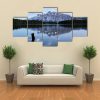 Mountains And Forests Reflected In Two Jack Lake - Nature 5 Panel Canvas Art Wall Decor