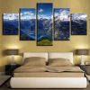 Mountains And Rivers Blue Sky White Cloud - Nature 5 Panel Canvas Art Wall Decor