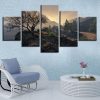 Mountains And Trees - Nature 5 Panel Canvas Art Wall Decor