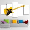 Music Yellow Guitar - Music 5 Panel Canvas Art Wall Decor