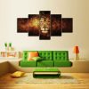 Mystic King Lion - Animal 5 Panel Canvas Art Wall Decor