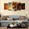 Mystic Lion 03 - Animal 5 Panel Canvas Art Wall Decor