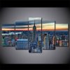 New York City Skyline Cityscape - Nature 5 Panel Canvas Art Wall Decor