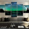 Northern Lights 1 - Nature 5 Panel Canvas Art Wall Decor