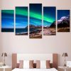 Nothern Light Aurora - Space Universe 5 Panel Canvas Art Wall Decor