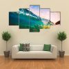 Ocean Wave At Sunset - Nature 5 Panel Canvas Art Wall Decor