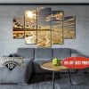 Palm Tree Beach Seascape - Nature 5 Panel Canvas Art Wall Decor