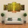 Pathway In The Autumn Forest - Nature 5 Panel Canvas Art Wall Decor