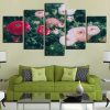 Pink And Red Flower Still Life - Nature 5 Panel Canvas Art Wall Decor