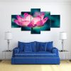 Pink Lotus - Nature 5 Panel Canvas Art Wall Decor
